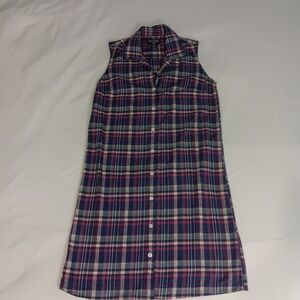 VTG Polo Jeans Co Ralph Lauren Preppy Sleeveless Plaid‎ Shirt Dress Y2K  SZ 2